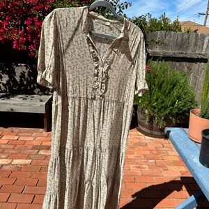 Christy Dawn Blue and Cream Long Sleeve Dress